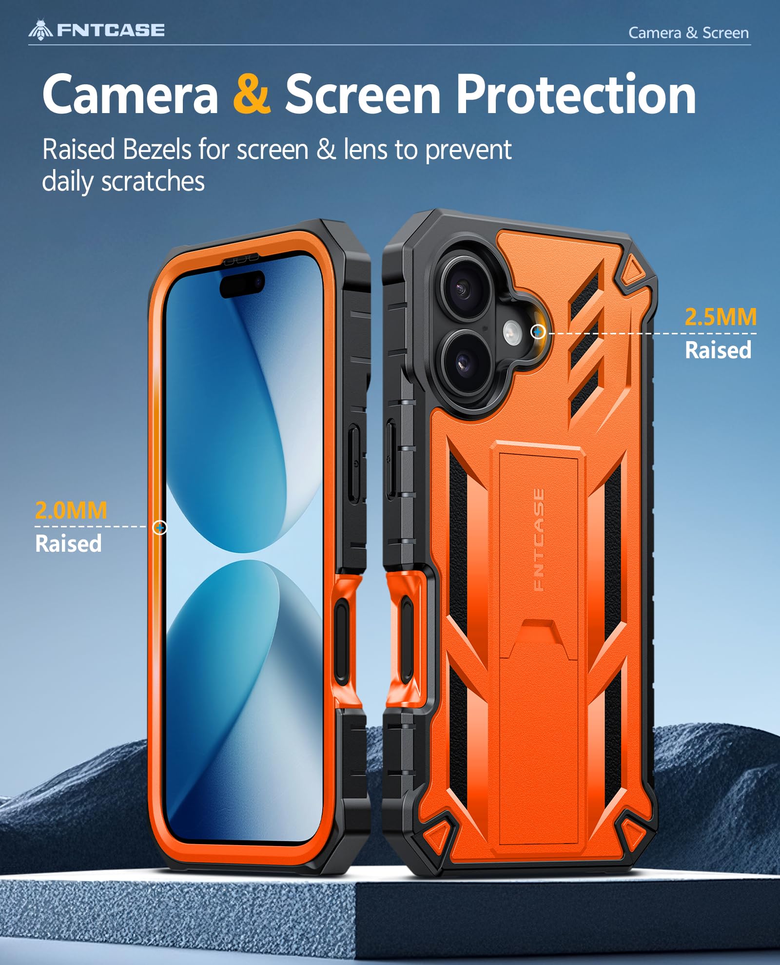 FNTCASE Custodia per iPhone 17 con pellicola protettiva integrata e cavalletto
