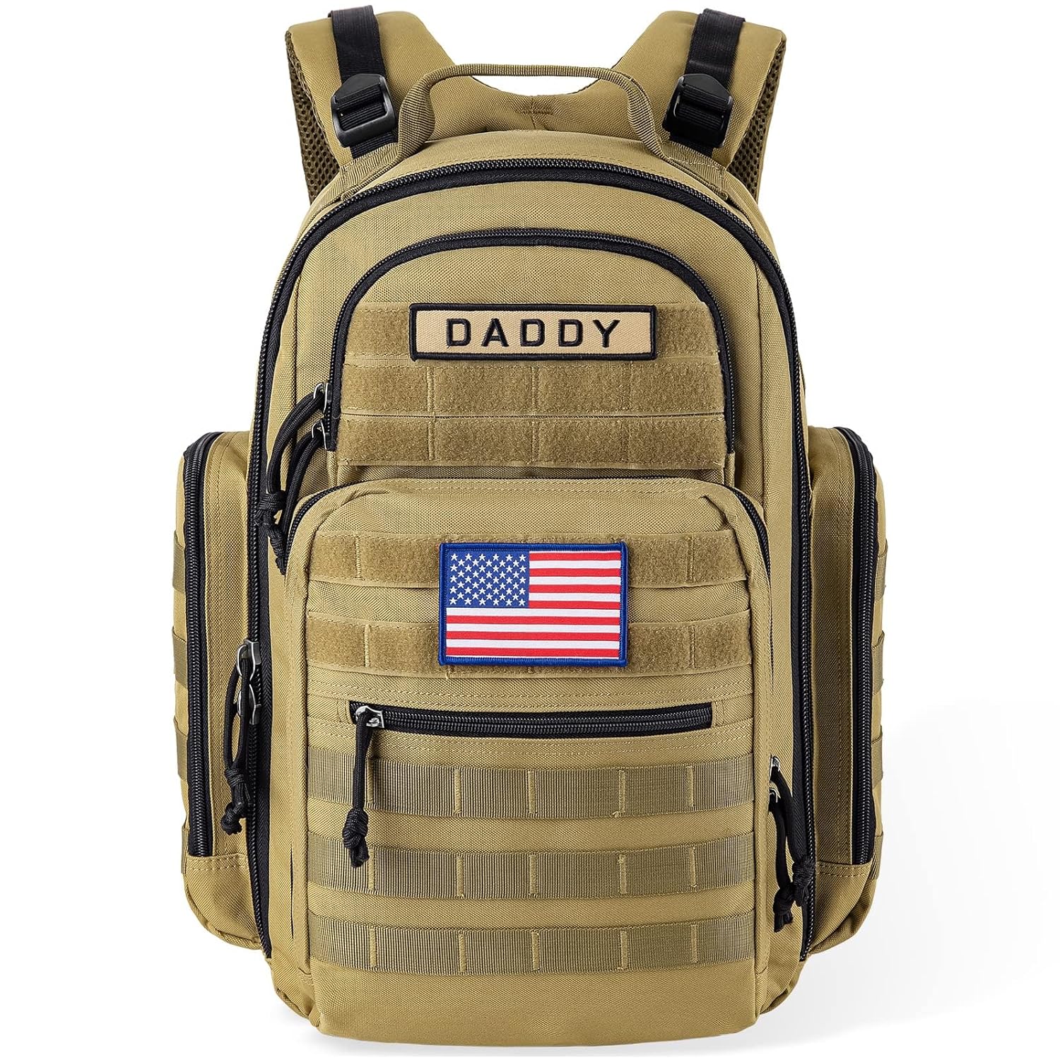 SHARKMOUTH Diaper Bag Backpack for Dad and Mom, Military Molle diaper Pack with Insulated Bottle Holders and Wipe Pocket