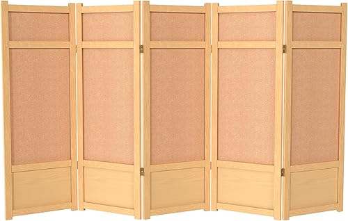 Pantalla Shoji corta de yute baja de 4 pies - 5 paneles - Natural