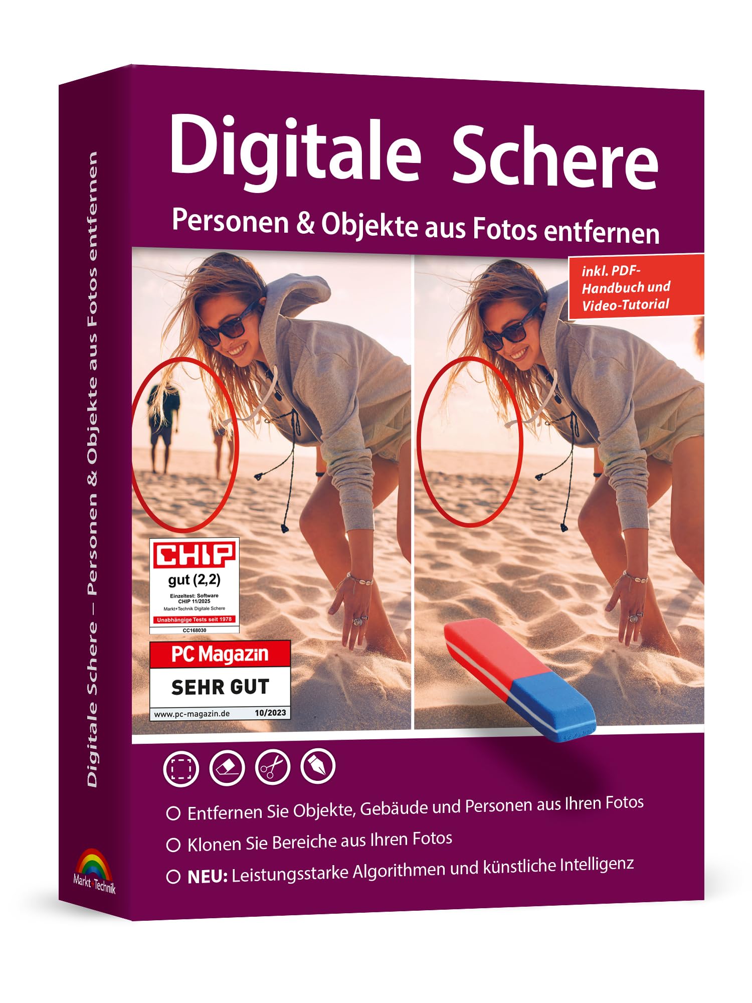 Personen und Objekte aus Fotos entfernen - Digitale Schere - Bildbearbeitung Foto Grafik Programm für Win 11, 10, 8.1, 7
