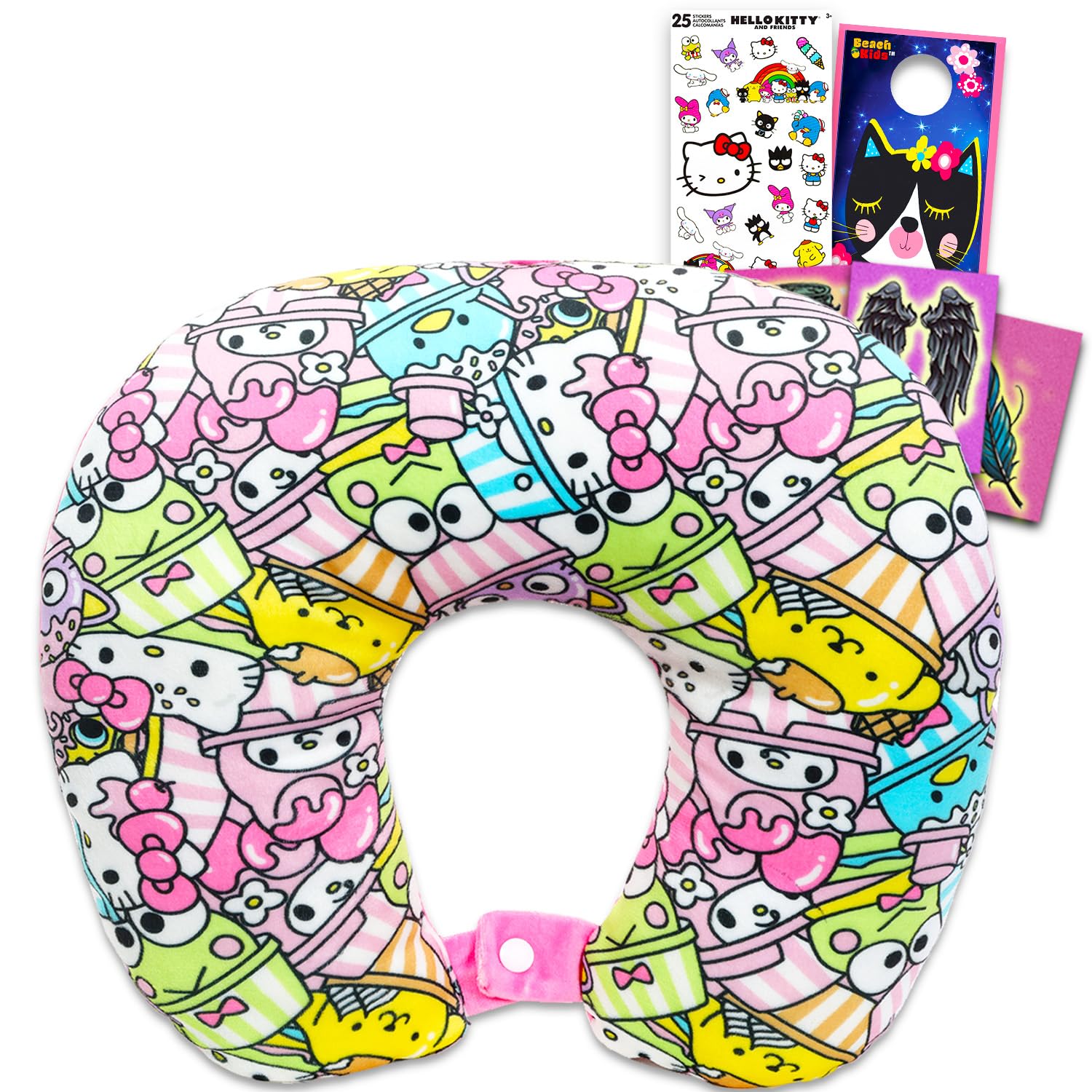 Hello Kitty and Friends Travel Neck Pillow for Kids - Bundle with 13