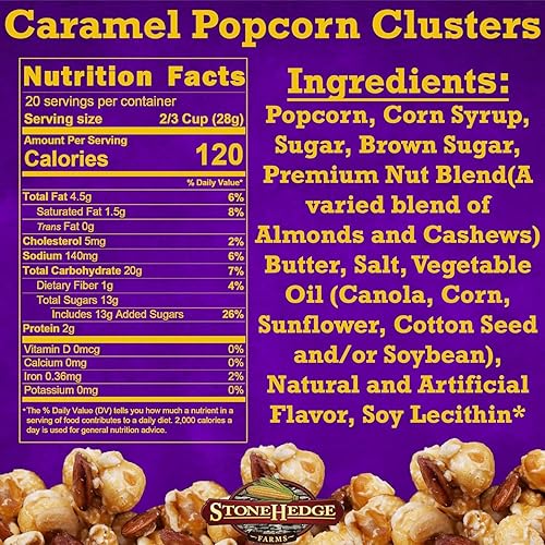 Miniatura 4 de Stonehedge Farms Gourmet Caramel palomitas de maíz - Paquete de 2 - 20 onzas - Contenedor resellable - Fabricado en los Estados Unidos