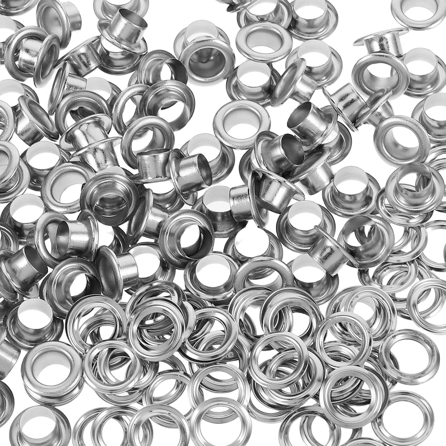 CORHAD 50pcs Silver 6mm Metal Hollow Rivet Eyelets for Shoes and Fabric, Mini Grommets Sewing Fasteners for Crafting and Shoe Repair Accessories