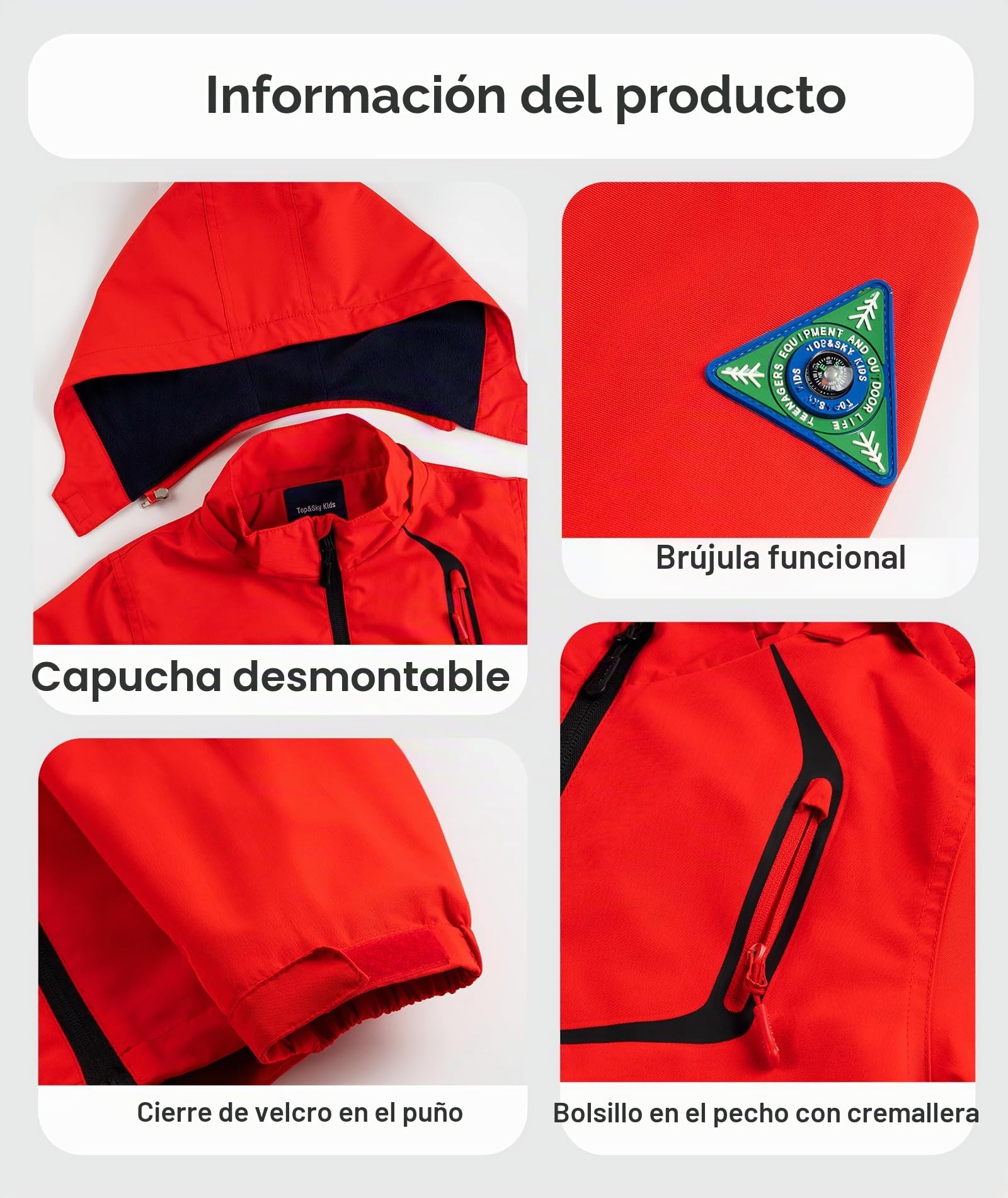 YoungSoul Abrigos impermeables para niño a prueba de viento con forro polar para niña, chaqueta de lluvia con capucha extraíble