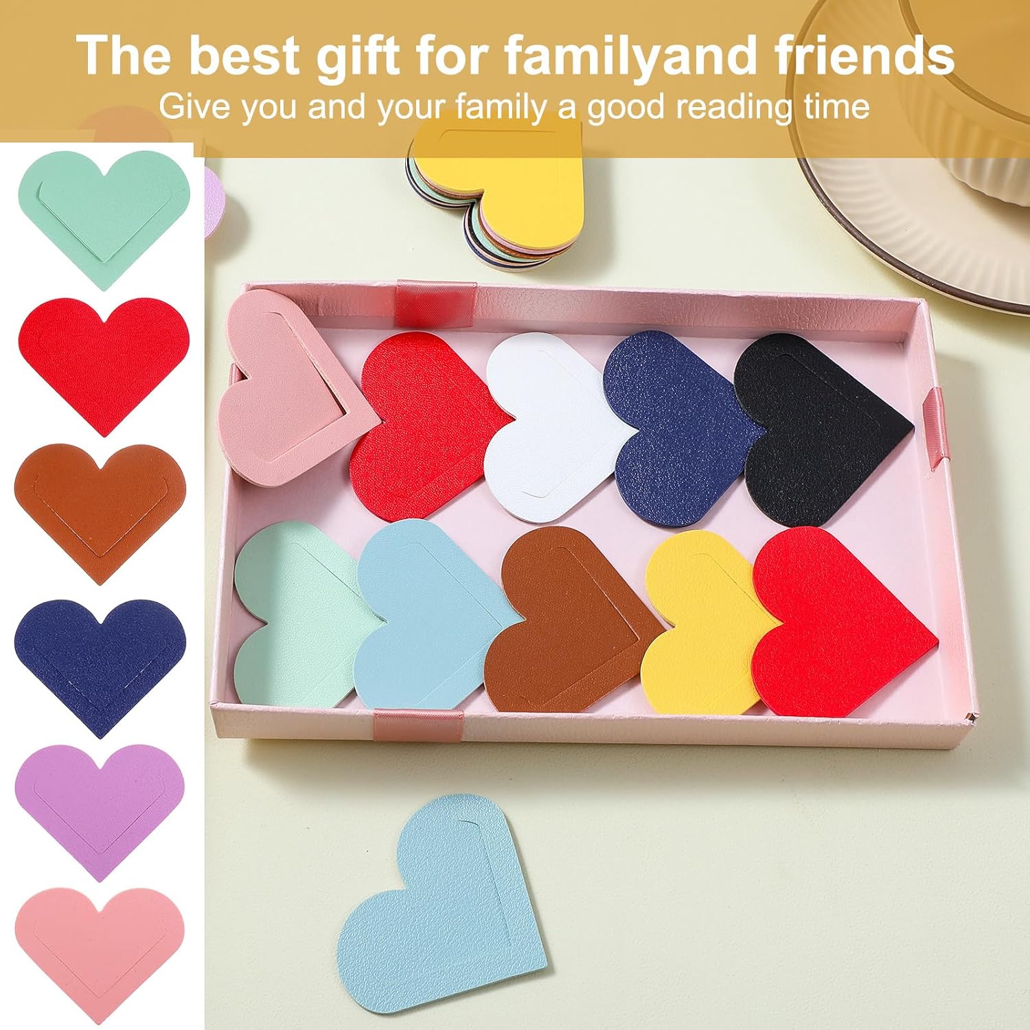 Ouligay 20pcs Leather Bookmarks for Women Cute Heart Book Marks for Reading Women PU Leather Corner Bookmark Book Lovers Accessories Gifts for Teacher Appreciation Best Friend Bookish Back to School - Image 4