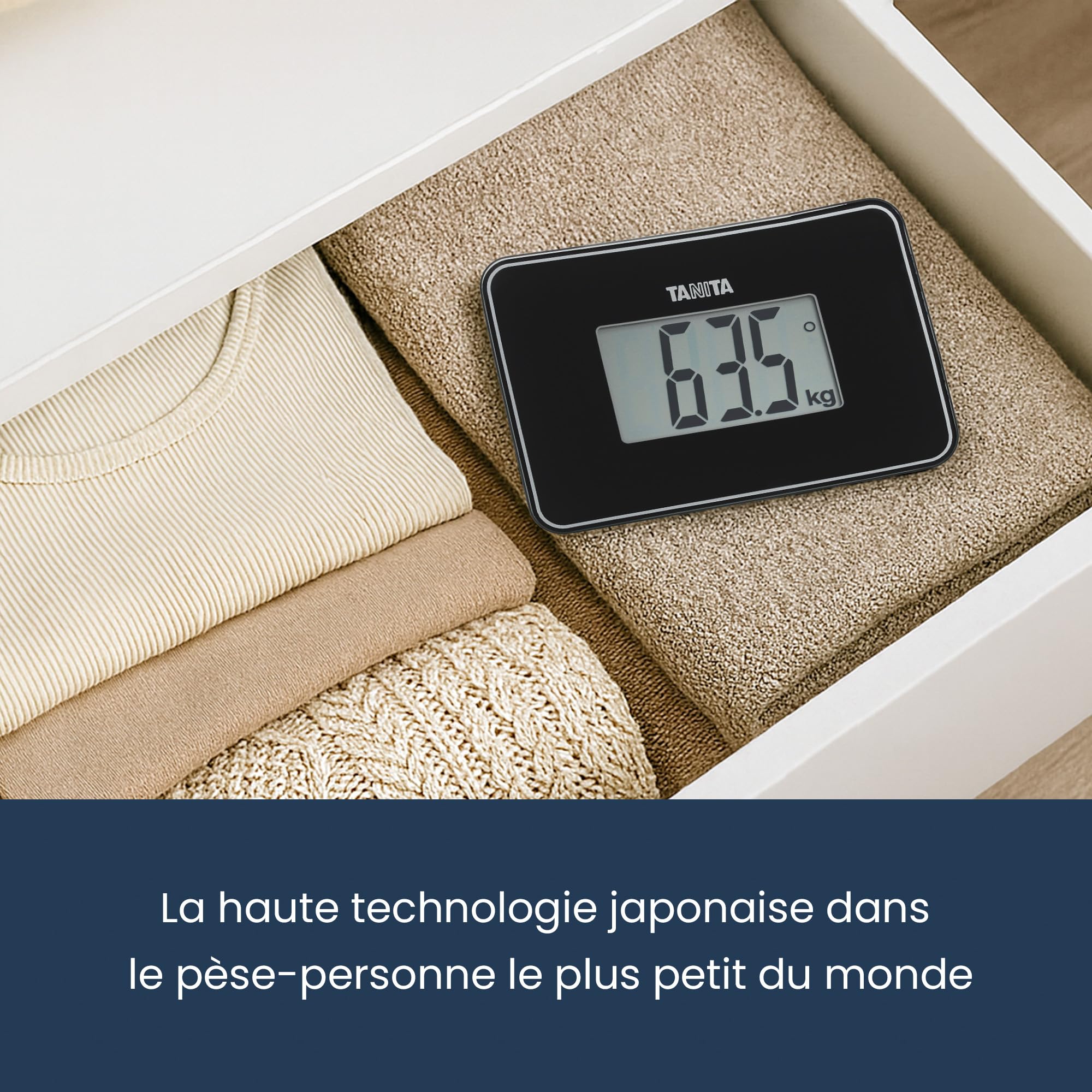 TANITA HD-386 Le plus Petit Pèse-Personne Numérique au Monde Facile à Transporter Noir Nacré
