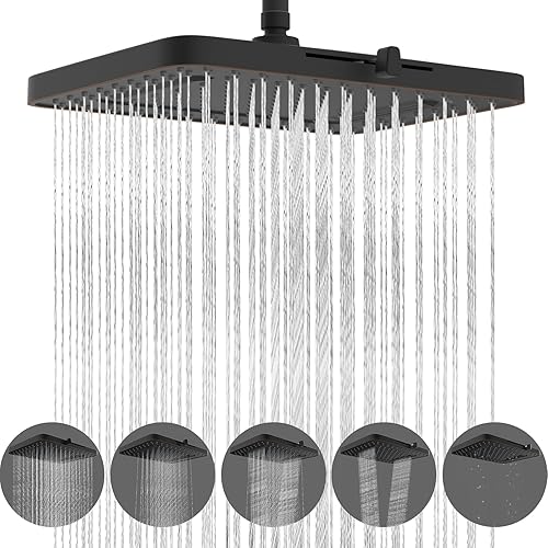 Miniatura 13 de Hibbent Cabezal de ducha con filtro de lluvia, 13 pulgadas, alta presión, 5 modos, brazo de extensión de cabezal de ducha de 16 pulgadas, extensor