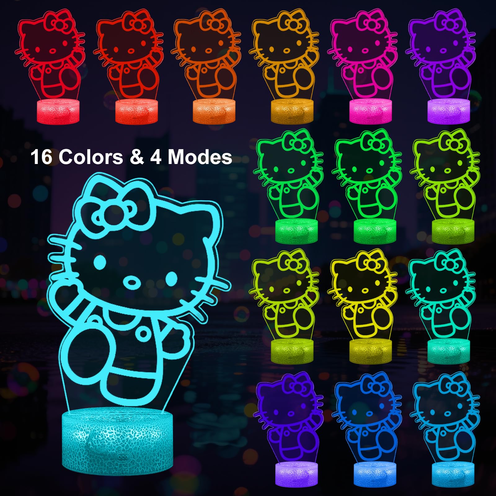 XJMZX Cute Night Light 3D Bedroom Decor for Birthday Christmas Party Smart Remote Control Boy Gifts for Childrens — view 2