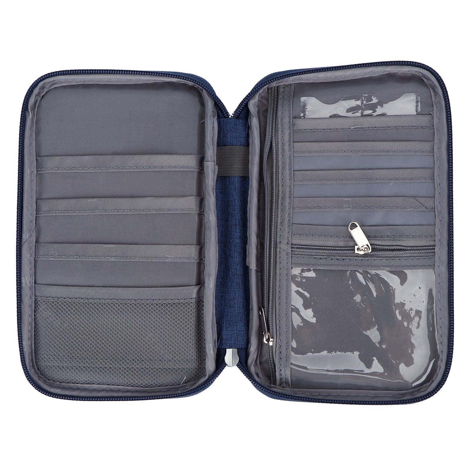 Cocoarm Portafoglio per Passaporto Porta Passaporto in Tessuto Oxford con Tasche Multiple e Fessura Esterna per Biglietti Organizer da Viaggio Antipioggia con Cinghia da Polso per Viaggi di Famiglia