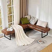 TROJMHome 2 Pack L Shaped Breakfast Nook Bench with Hidden Storage, Faux Leather Cushions, Metal Base - 52" Corner Seating for Dining Room