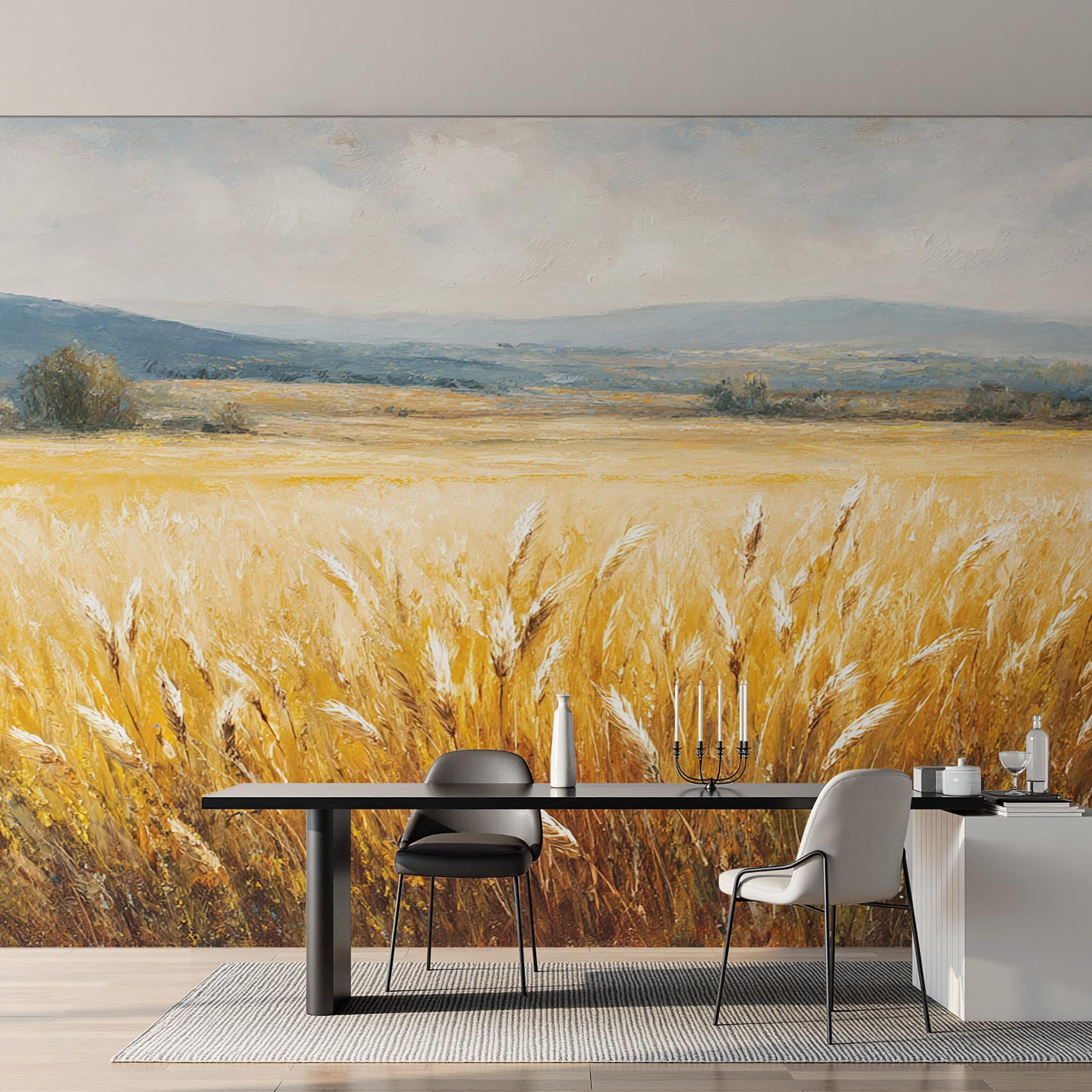 Papier peint épis de blé pour agrandir une chambre decoration murale