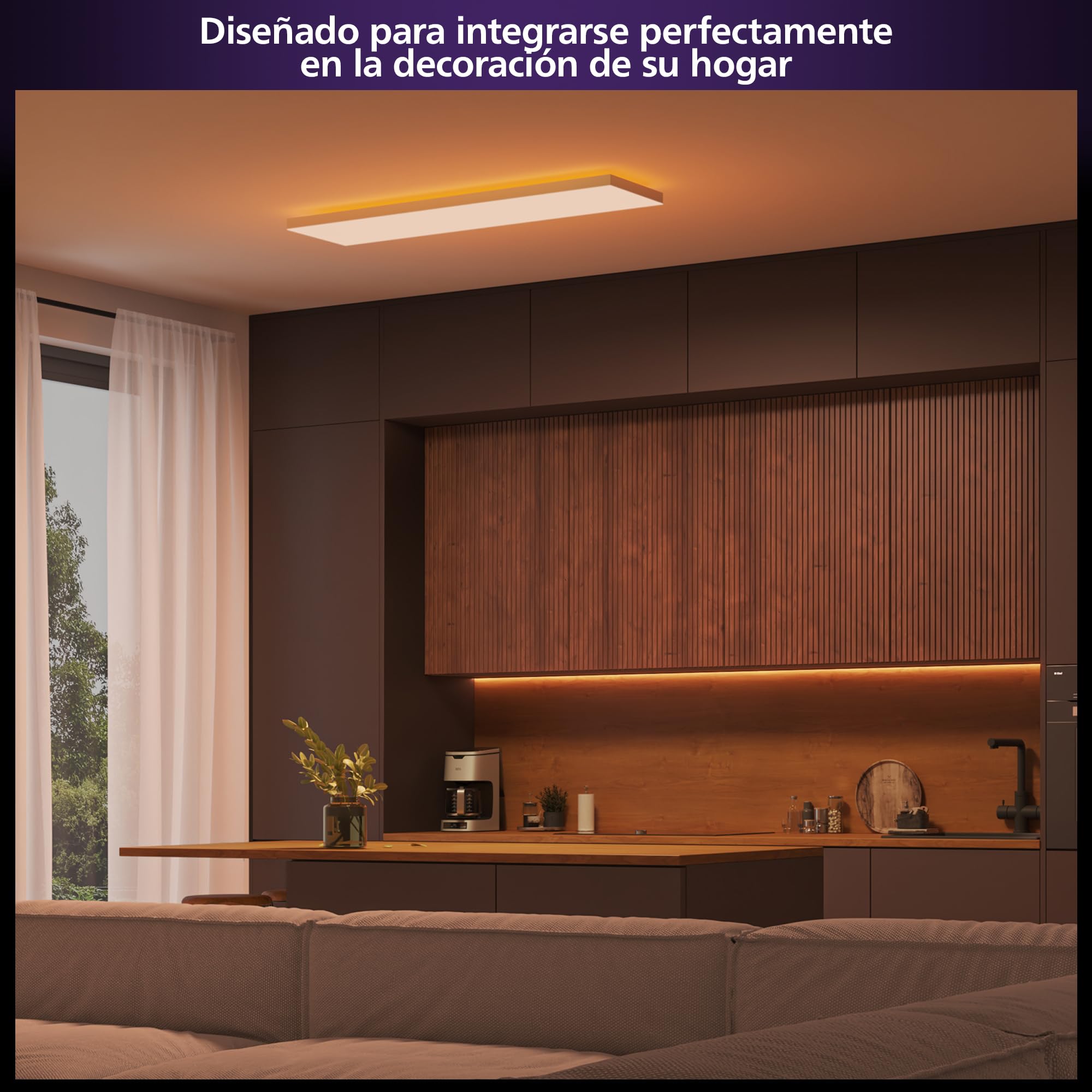 Philips Hue Datura Panel LED Inteligente (rectangular 30 x 120 cm), luz blanca y de color, compatible con Bluetooth, control por voz con Alexa, Apple Home y Google Assistant