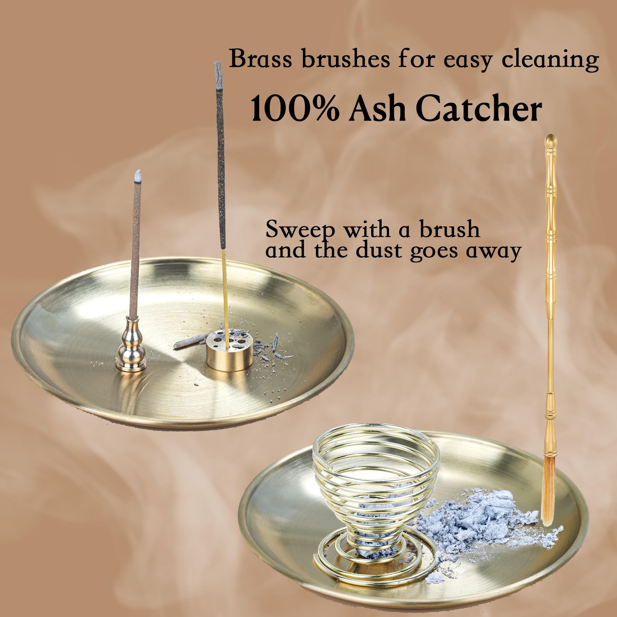 Affumicatore 5 In 1 In Ottone, Supporto Per Palo Santo, Incenso Bastoncini, Coni E Spirali, 14 Cm