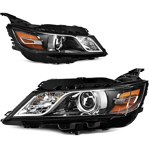 AUTOSAVER88 Projector Headlights Assembly Compatible with 2014-2020 Chevy Impala Factory Halogen Headlamp with bulbs Black Housing Amber Reflector Clear Lens Driver & Passenger Side