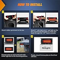 Vista 4 de Nilight juego de 2 cajas de luz para remolque de acero, kit de carcasas con 3 luces LED para placa de matrícula, luces de cola ovaladas de 6