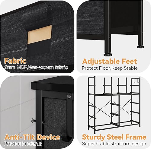 Miniatura 7 de Cómoda para dormitorio con 12 cajones, aparadores y cómodas para pasillo, entrada, unidad organizadora de almacenamiento con tela, marco de metal