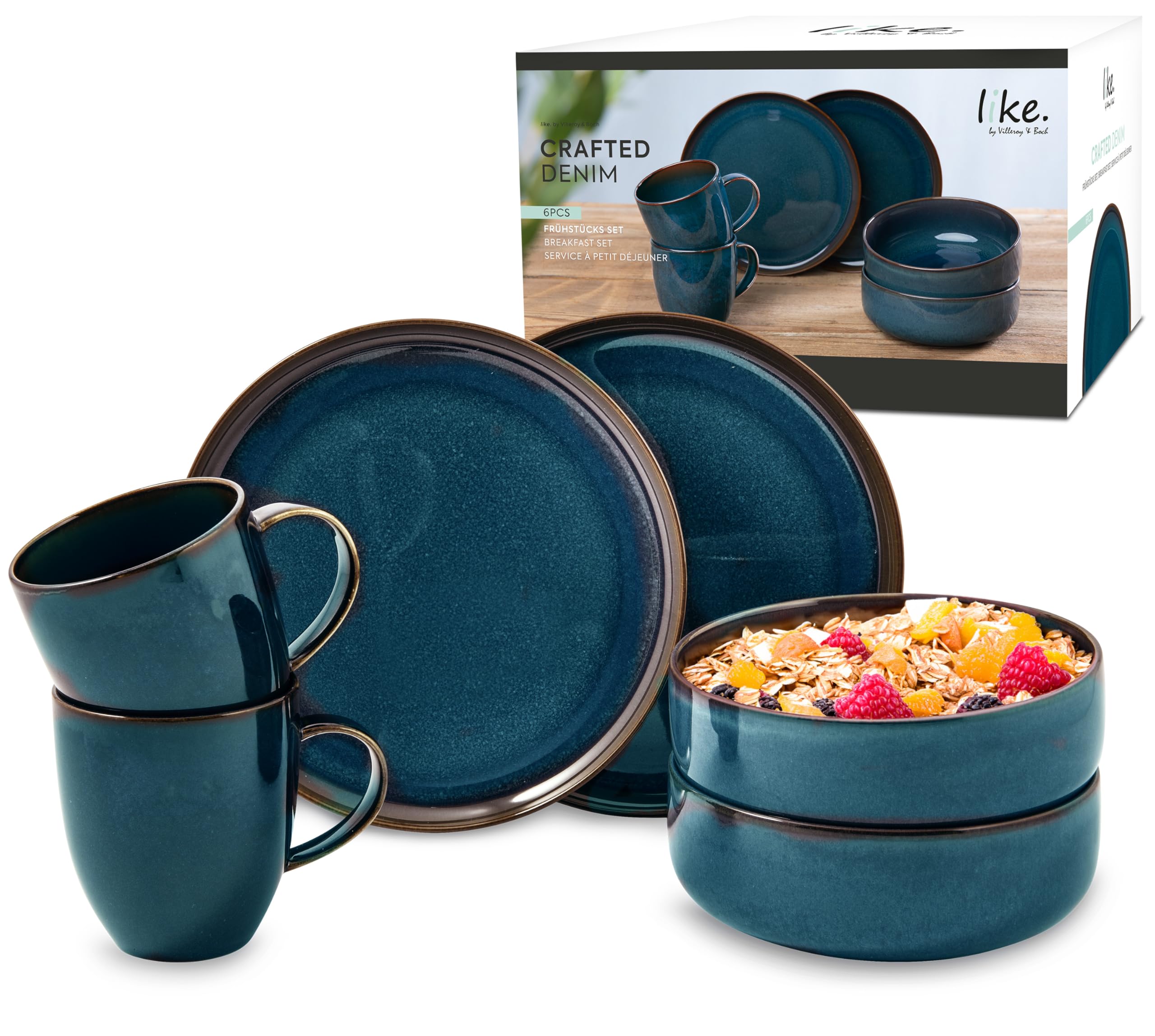 Villeroy & Boch Crafted Denim service 6 pièces fini la vaisselle fragile