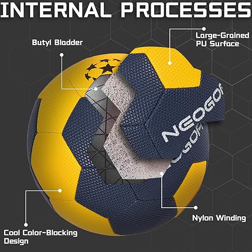 Miniatura 5 de Balón de fútbol tamaño 5, piel sintética resistente al agua para interiores y exteriores, tamaño oficial 5, para juego y entrenamiento (desinflado)