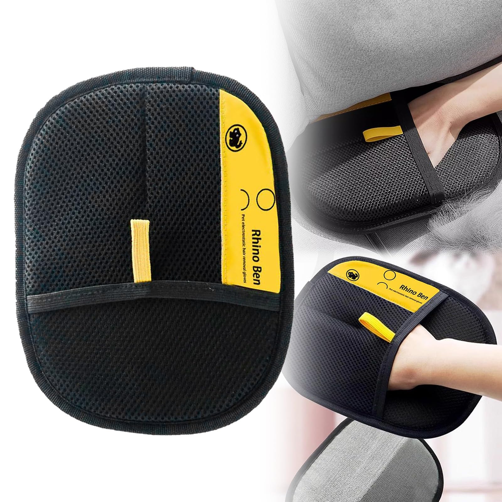 Pet Hair Removal Glove Pet Hair Remover Dual-Sided Grooming Gloves Reusable Pet Hair Remover for Furniture Sofa Bed Carpet Clothes (Black-1pc) โ image 1