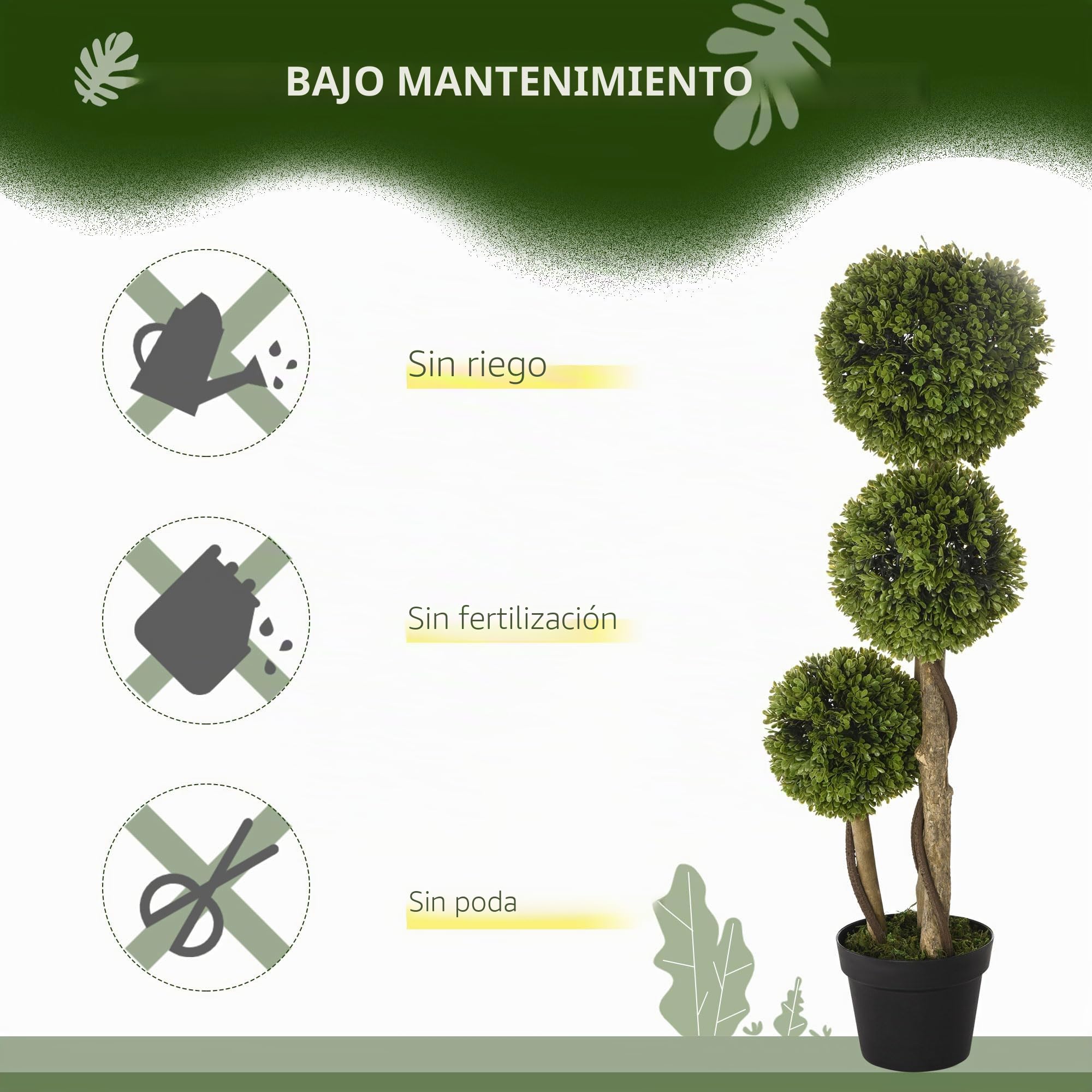 HOMCOM Planta Artificial, Planta Artificial, boj de 90 cm en Maceta, árbol Artificial con protección UV, Planta de Interior para salón, balcón, Verde Claro