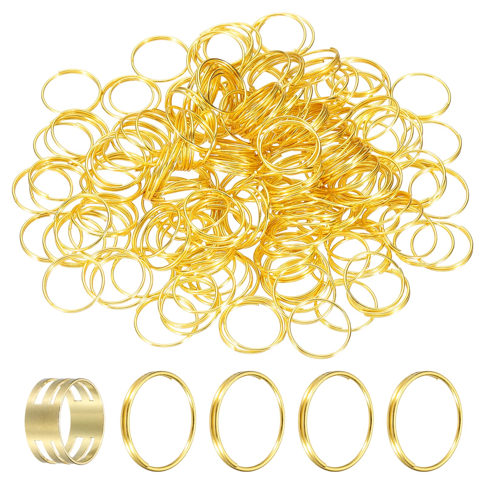 sourcing map 200pcs Mini Split Rings, 12mm 304 Stainless Steel Jump Ring Small Round Ring Clips Crystals Suncatcher for Fastening Chandelier Crystal Lamp Accessories, Gold