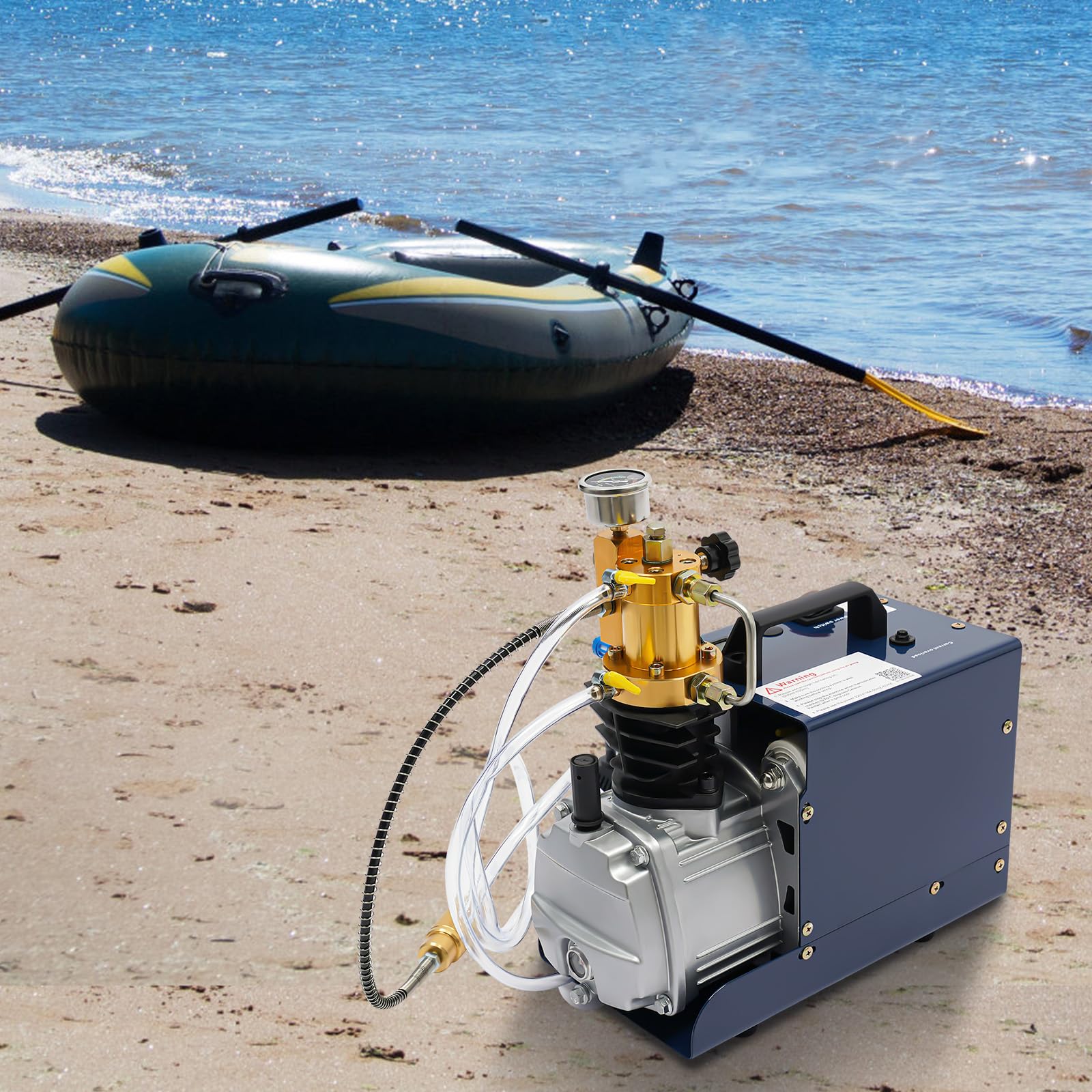 Pompe à compresseur électrique PCP 1800 W Compresseur d'air haute pression pour carabines à air comprimé PCP, 30 Mpa, 80 l/min, sans huile, refroidi à l'eau, avec accessoires pour pistolet à air
