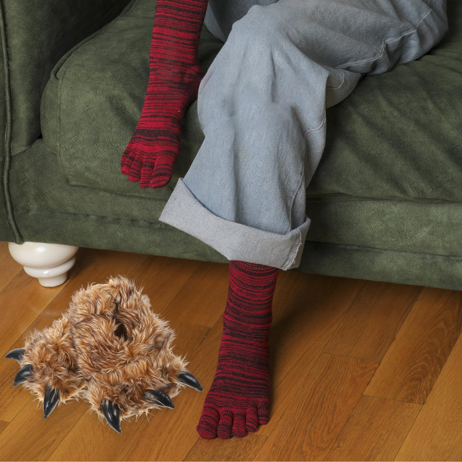 Ciieeo Ciabatte per Casa in Peluche Marrone 28cm, Comode e Calde