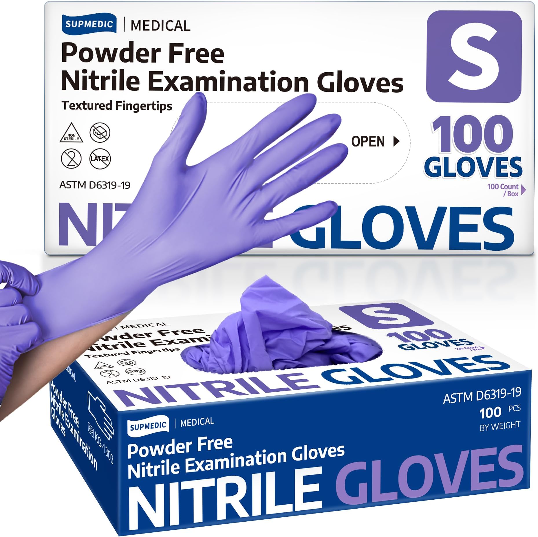 Supmedic Medical Soft Max™ Nitrile Disposable Gloves, 100 Ct Latex-Free Powder-Free Food Safe Cooking Cleaning Lab Exam Glove