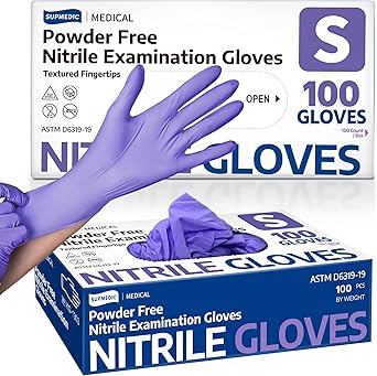 Supmedic Medical Soft MaxTM Nitrile Disposable Gloves, 100 Ct Latex-Free Powder-Free Food Safe Cooking Cleaning Lab Exam Glove