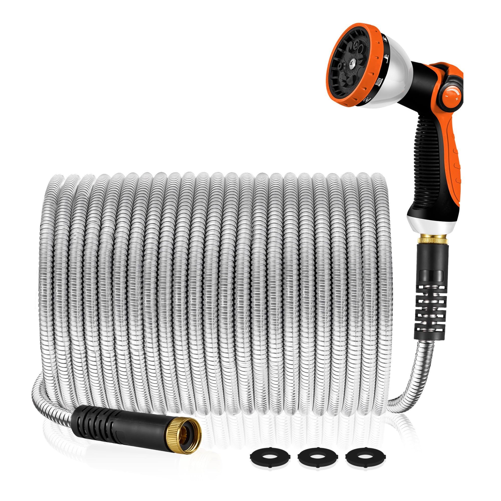 Garden Hose 100 ft - Metal Hose Stainless Steel Water Hose Flexible Heavy Duty Garden Hose Collapsible and No Kink Water Pipe