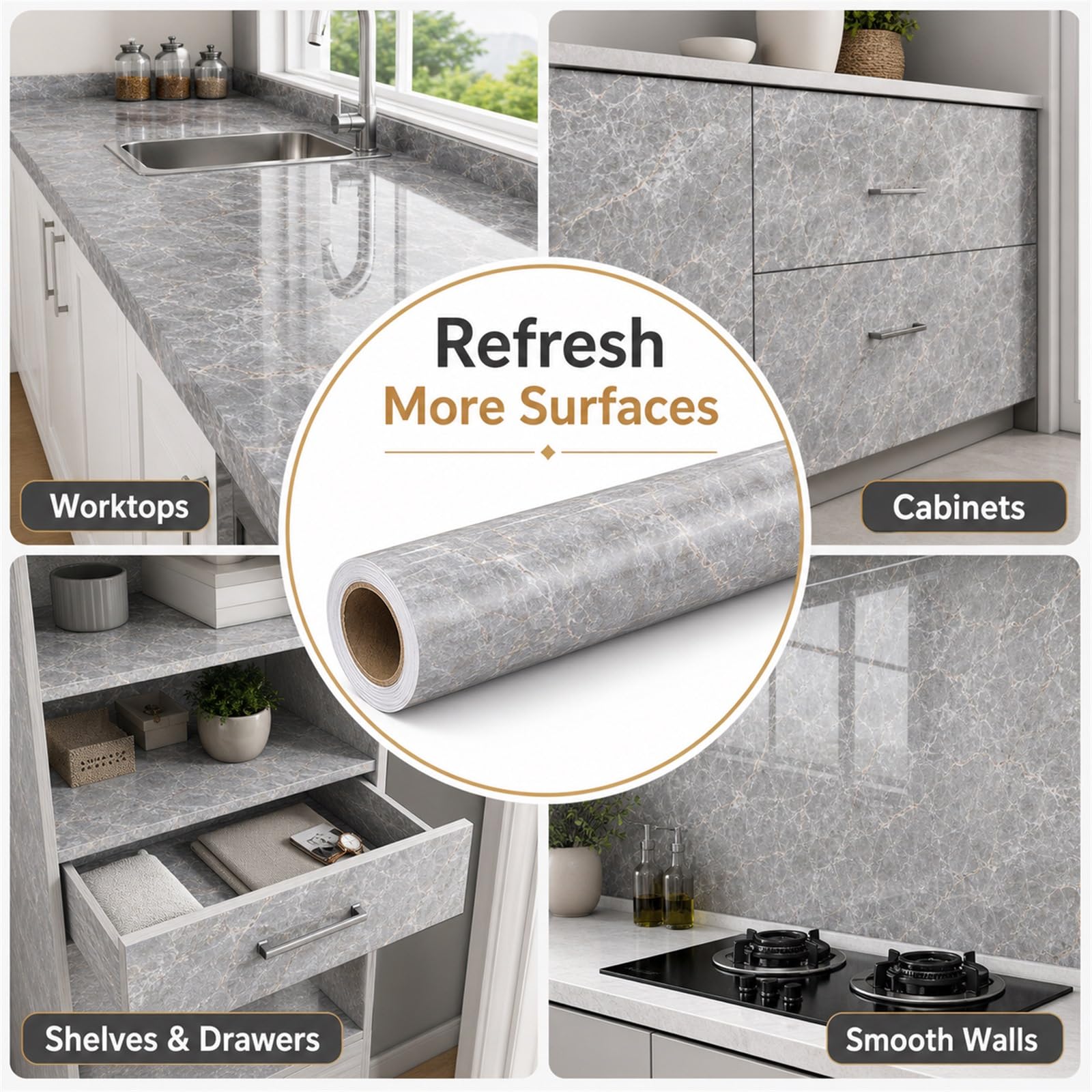 Vinilo Adhesivo Decorativo Efecto MáRmol,Autoadhesivo Impermeable Decorativo para Cocina Marmol,No Se Despega FáCilmente,para Mesas,Encimeras,Muebles Y Superficies Lisas