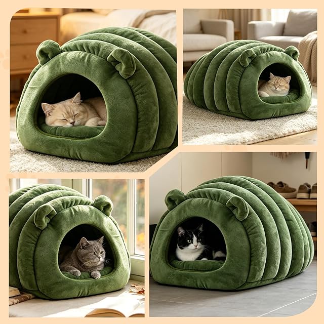 Foto 5 de 6 de PETCUTE Cueva Lavable para Gato,Cama Tipo Cueva para Gatos,Suave Felpa Cálida Camas para Mascotas,Cama…