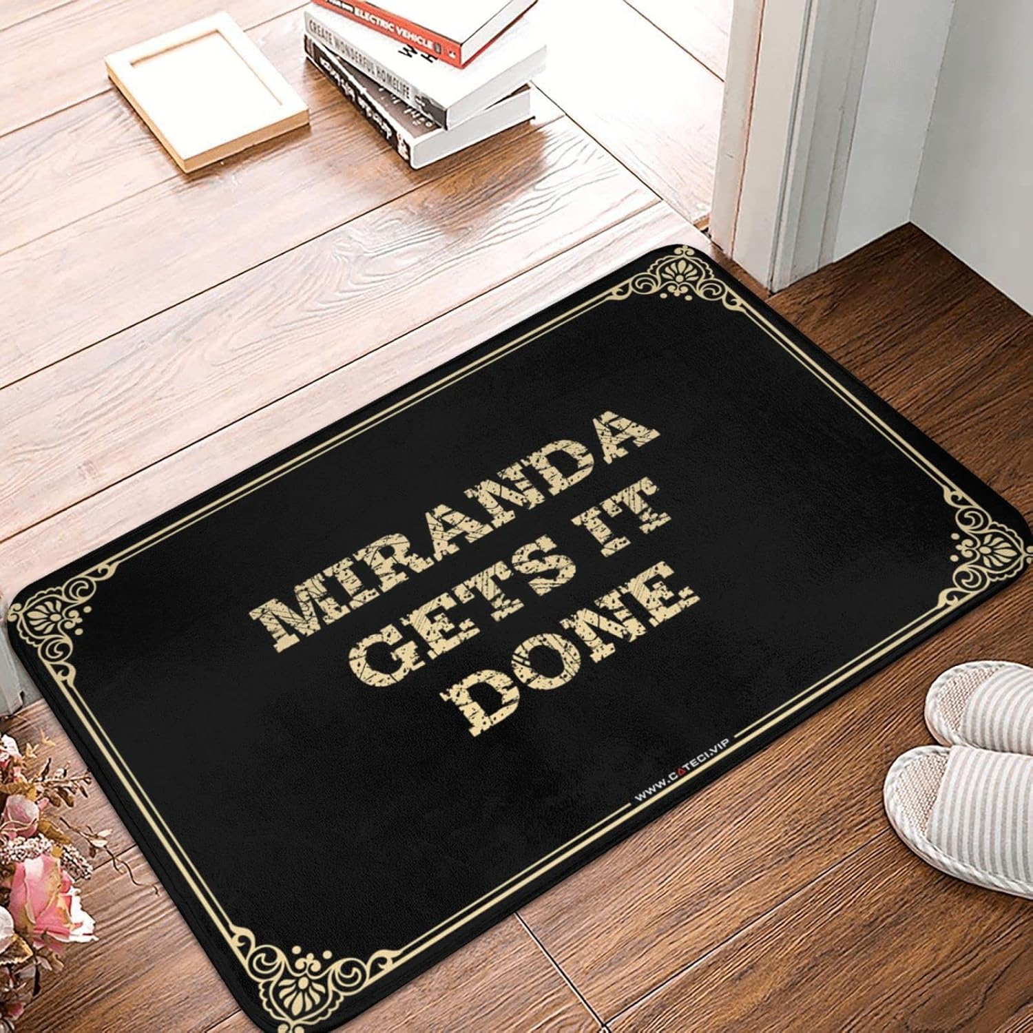 Home Entrance Decor Miranda Gets It Done Doormat Funny Bathroom Rugs Door Mat for Outside Entry(Size:65X90CM)