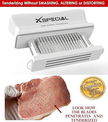 Miniatura 3 de Herramienta ablandadora de carne de cocina fácil de usar y limpiar 48 cuchillas de acero inoxidable no más martillos o mazos