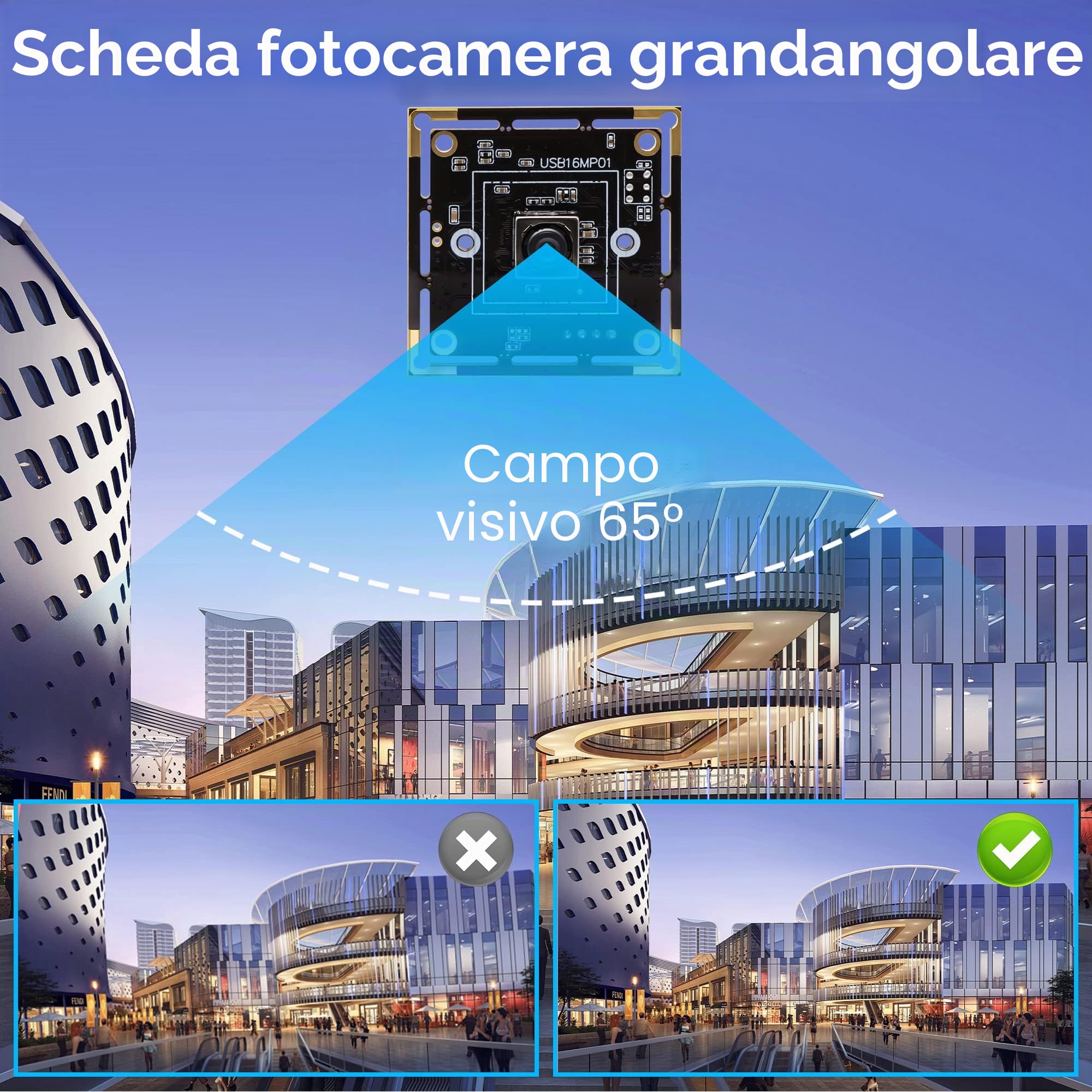 Svpro 16MP Modulo fotocamera USB autofocus per computer, fotocamera CMOS USB IMX298 per videocamera OpenCV LightBurn UVC, scheda webcam industriale per stampante 3D, Raspberry Pi, con cavo da 1m