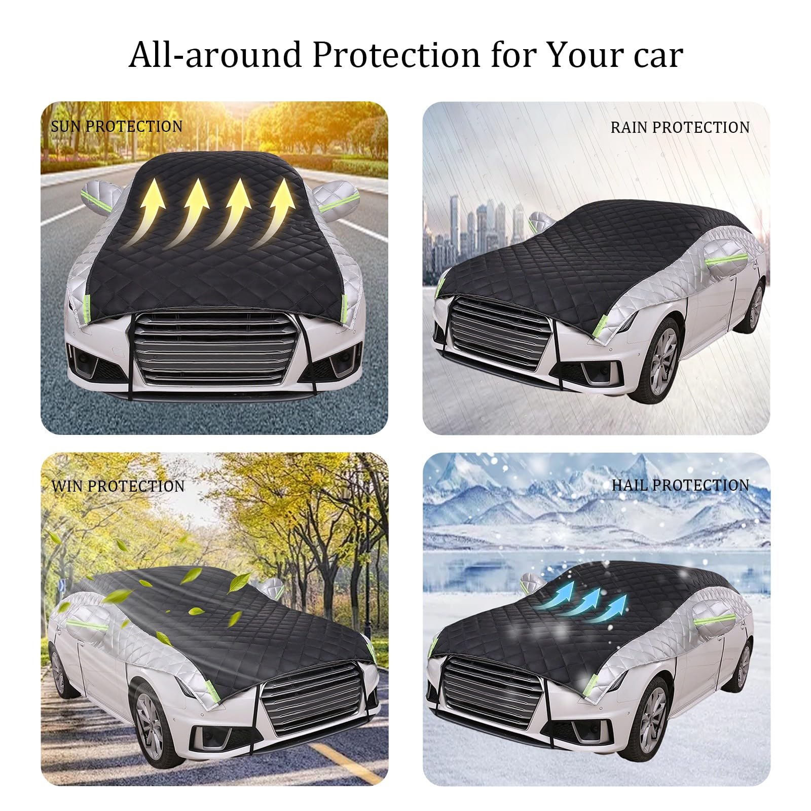 Halbe Autoabdeckung Anti-Hagel Outdoor, für Skoda Karoq 2017-2023, Hagelschutz Auto Abdeckplane Wasserdicht, Regen Sonne Staub Schutz Schneeschutz Winter Sommer Autoplane