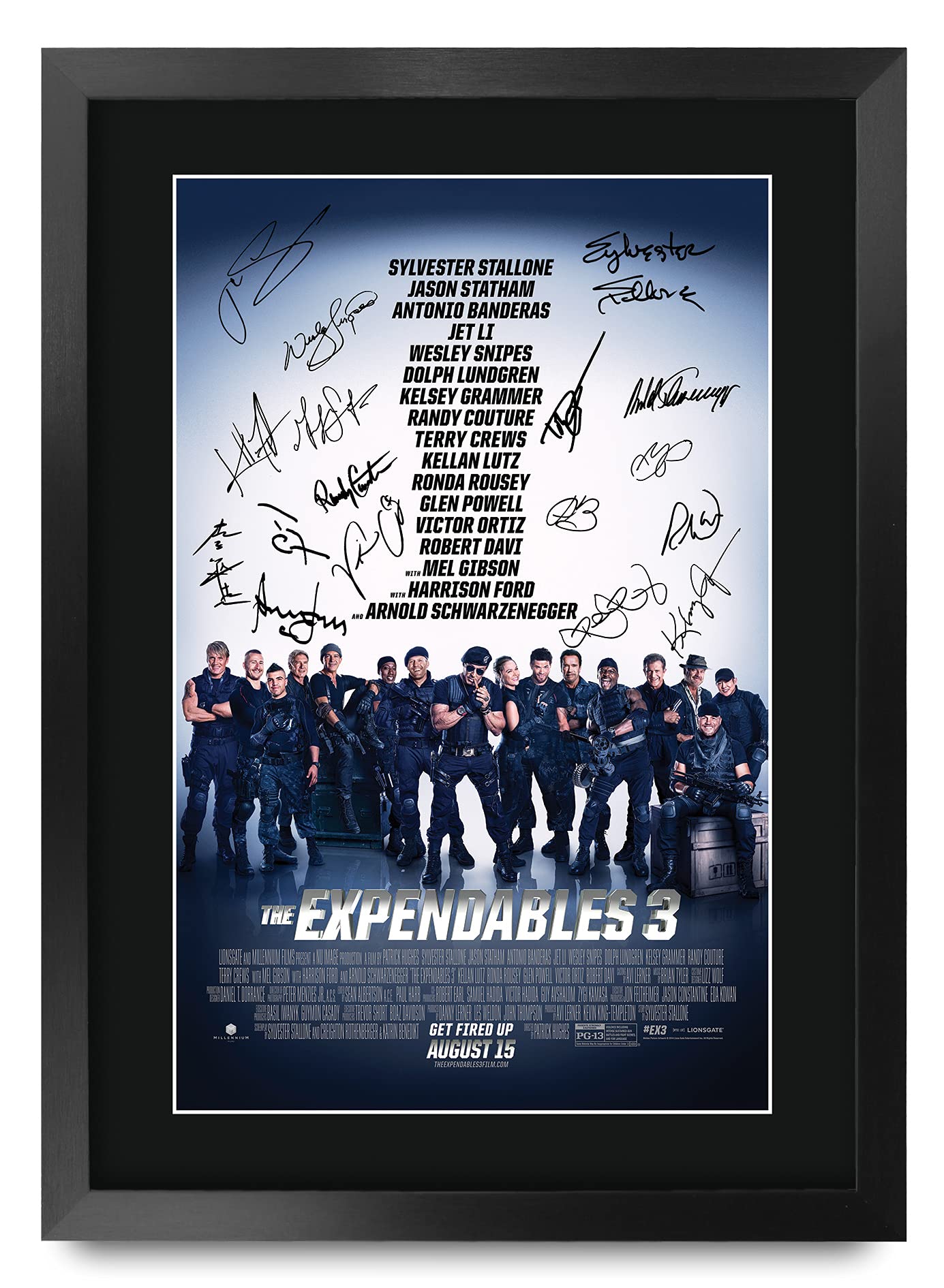 HWC Trading FR A3 The Expendables 3 Sylvester Stallone Gifts gedrucktes Poster, signiertes Autogramm, Bild für Film-Andenken, gerahmt, A3