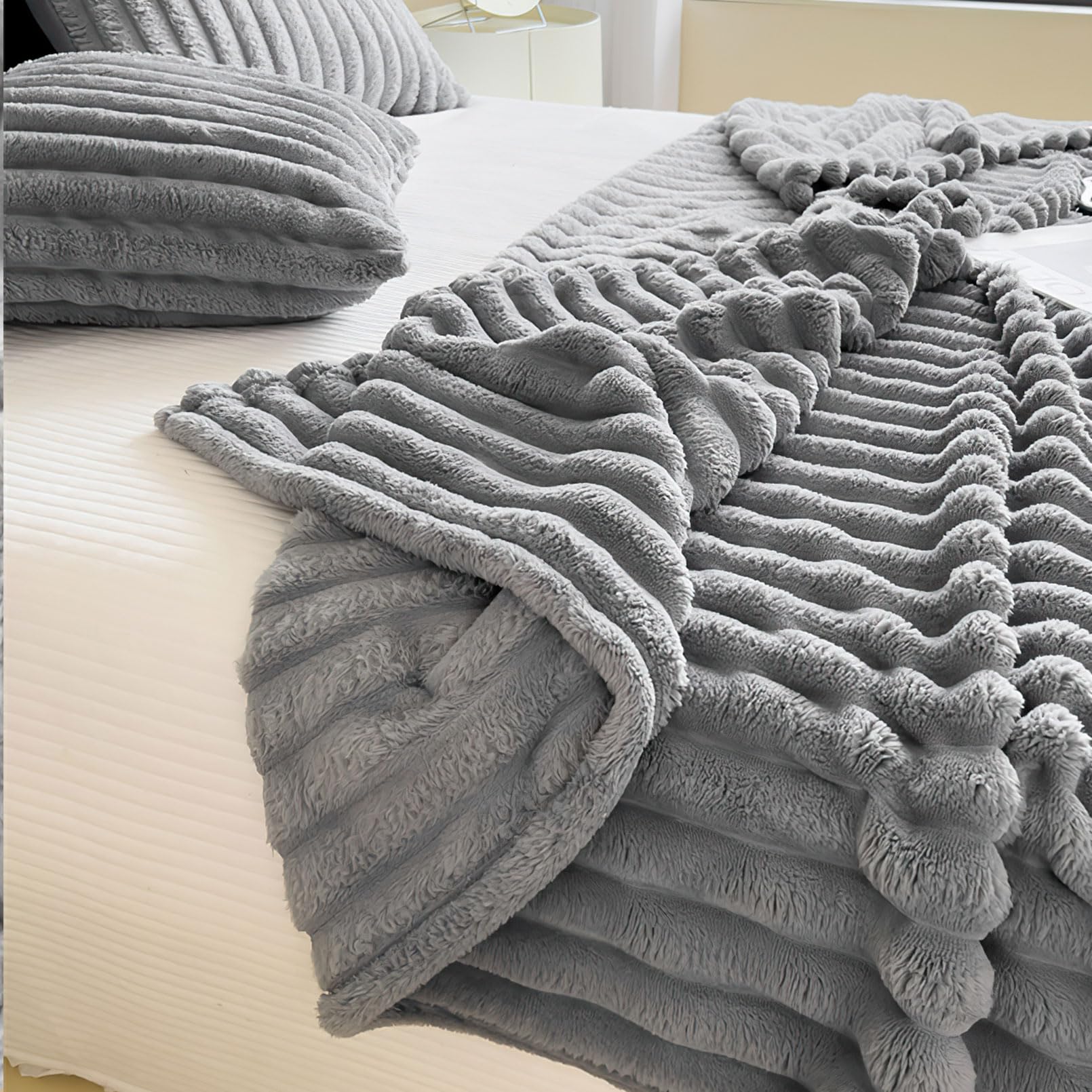 Coperta 200 x 230 cm, calda coperta e copridivano, per mamma, donne e fidanzate (grigio, 200 x 230 cm)