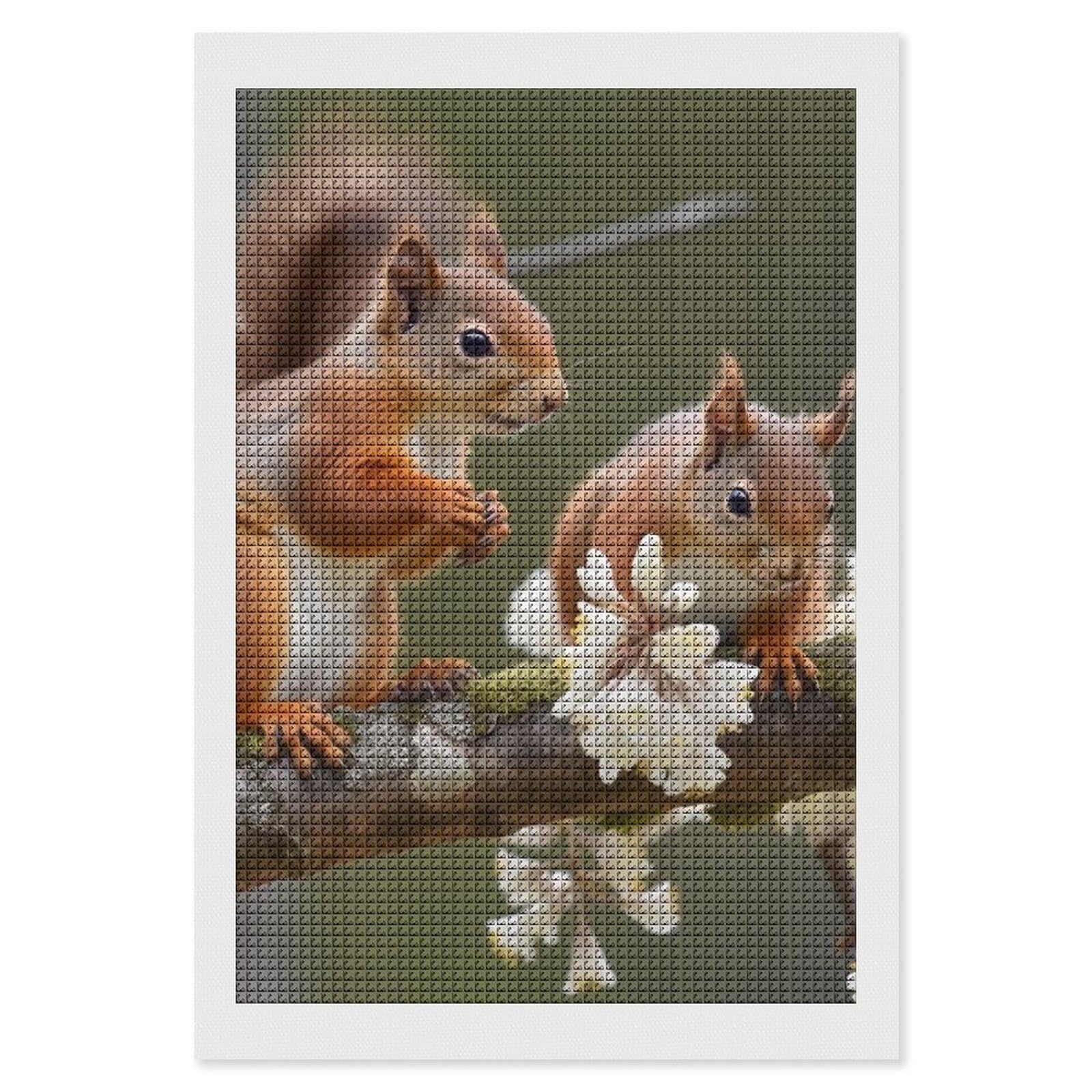 Squirrels Diamond Art Kits for Adults, DIY 5D Diamonds Painting Kits for Beginner, Round Full Drill Diamond Dots Painting, 8"x12" Diamonds Pictures Gem Art and Crafts Wall Decor