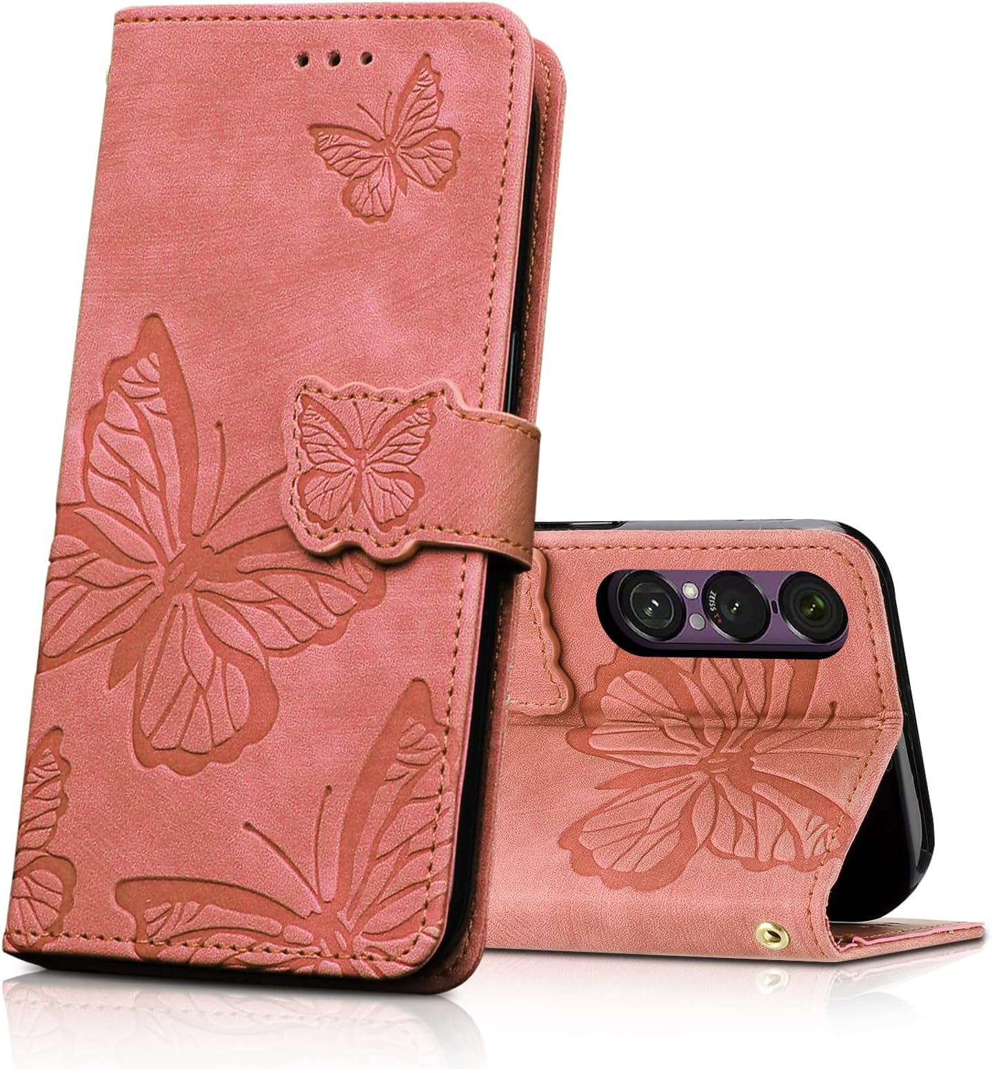 Case for Sony Xperia 1 VII, PU Leather Flip Case, Magnetic Wallet Pouch Protective Case for Sony Xperia 1 VII, Pink