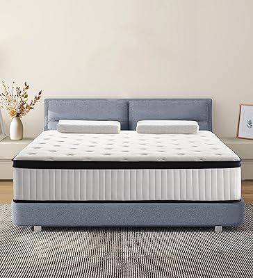 12 Inch Full Size Mattress, Memory Foam & Pocket Springs Hybrid Mattress in a Box, Soft Full Colchon, Fast Rebound & Pressure Relief, Black & White Medium Firm Colchon, Fast Rebound.