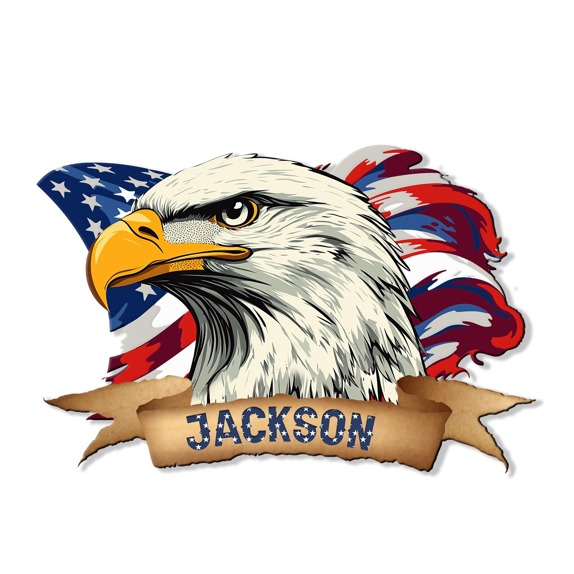 Personalized Eagle Metal Sign, American Bald Eagle USA Flag Hanging Sign Outdoor Porch Welcome - Custom Name Wall Fence Yard Patio, Home Office Decor,