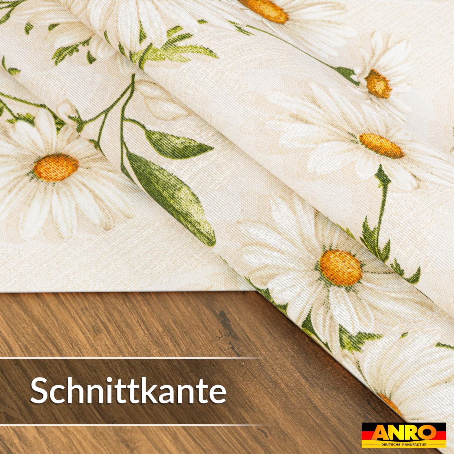 ANRO Nappe Lavable, Motif Marguerites Blanches, Ovale, 240 x 140 cm, imperméable, pour l'intérieur et l'extérieur, Effet Lotus, Bord coupé