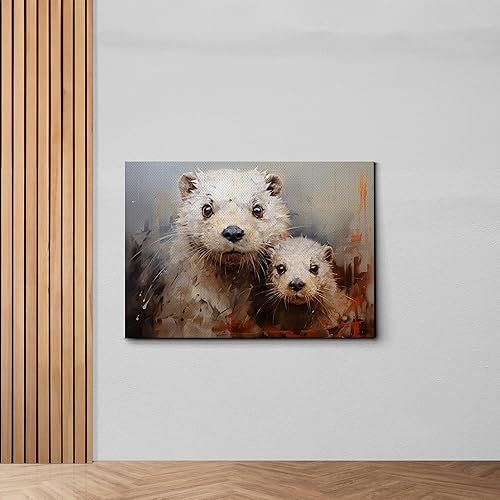 Miniatura 6 de Fox Mother Cub Print, In The Style Of Stencil,Based, Ivory, Kids Wall Art, Kids Wall Art Display, Mom And Baby Animal Art Print, Canvas Prints, Art