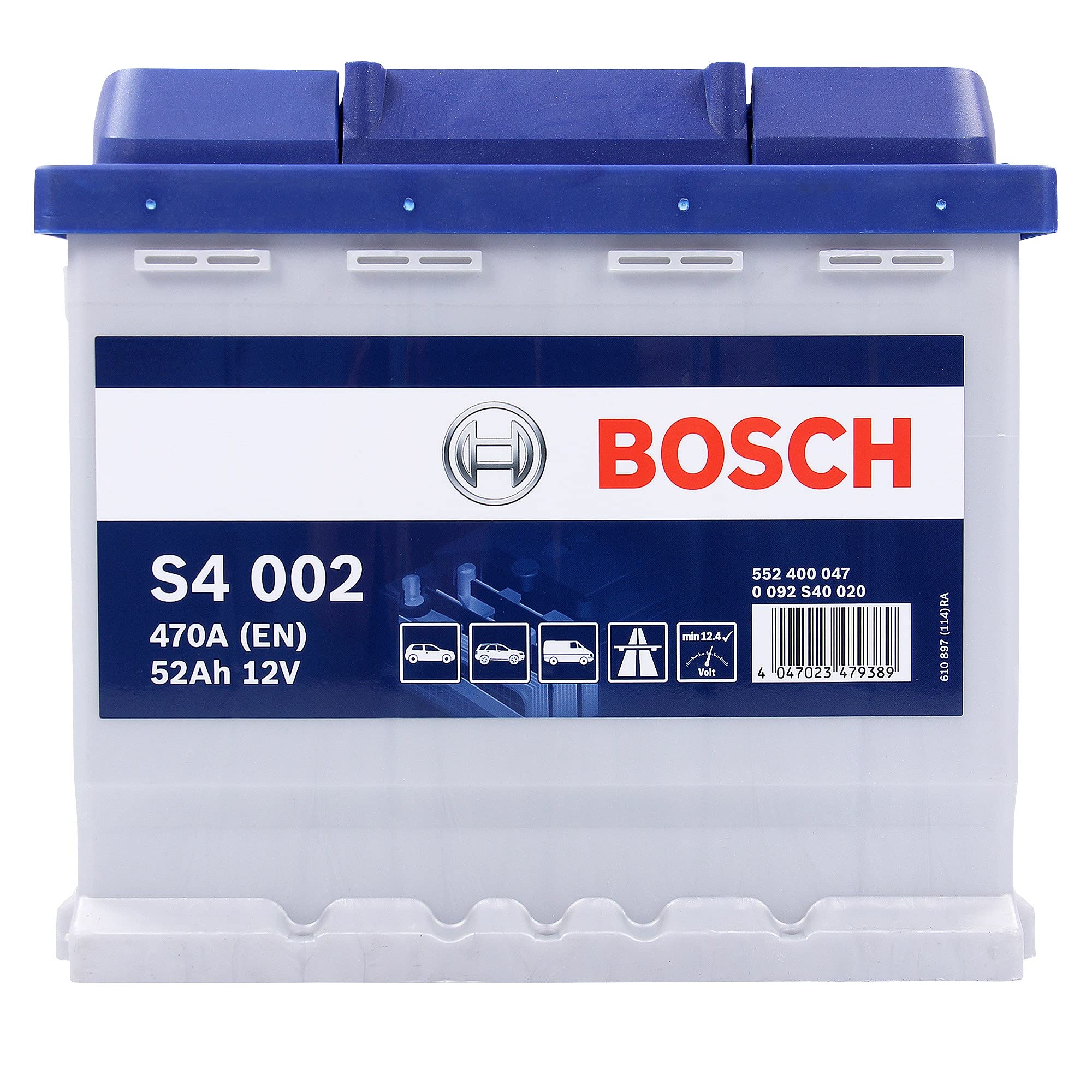 Bosch BATTERIA 52 Ah  S4 SPUNTO 470A 207x175x190 mm (LxPxH) PESO 12,4 kg LINEA BLU