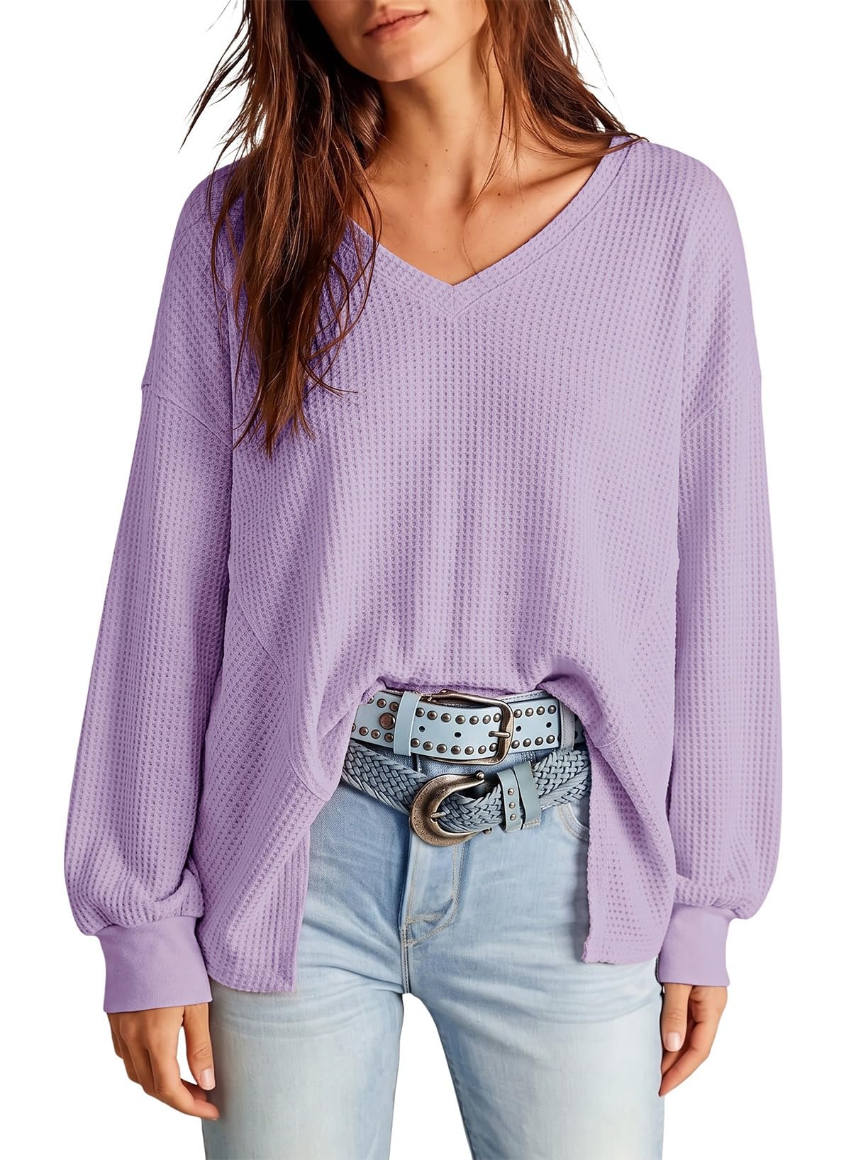 Dokotoo Womens Waffle Knit Tops Trendy Fashion 2026 Oversized T Shirts