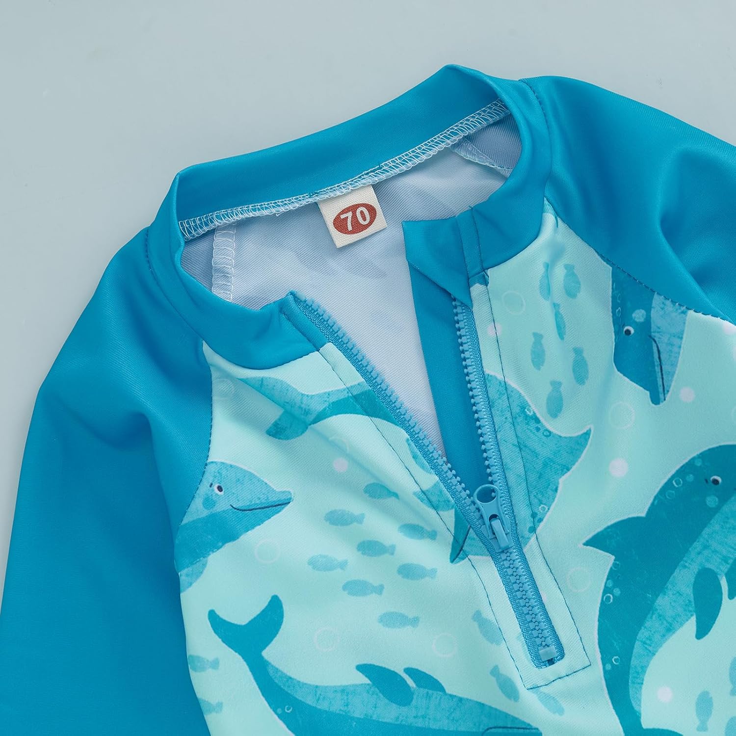 Toddler Baby Boy Girls One Piece Swimsuit Long Sleeve Zipper Bathing Suit with Hat Infant Rash Guard Swimwear - Image 3