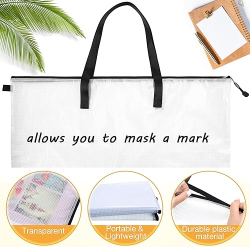 Miniatura 4 de 20 bolsas para portafolio de arte, 19 x 25 pulgadas, carpeta transparente para obras de arte con cremallera y asa, bolsa de lápices A4 de 9 x 13