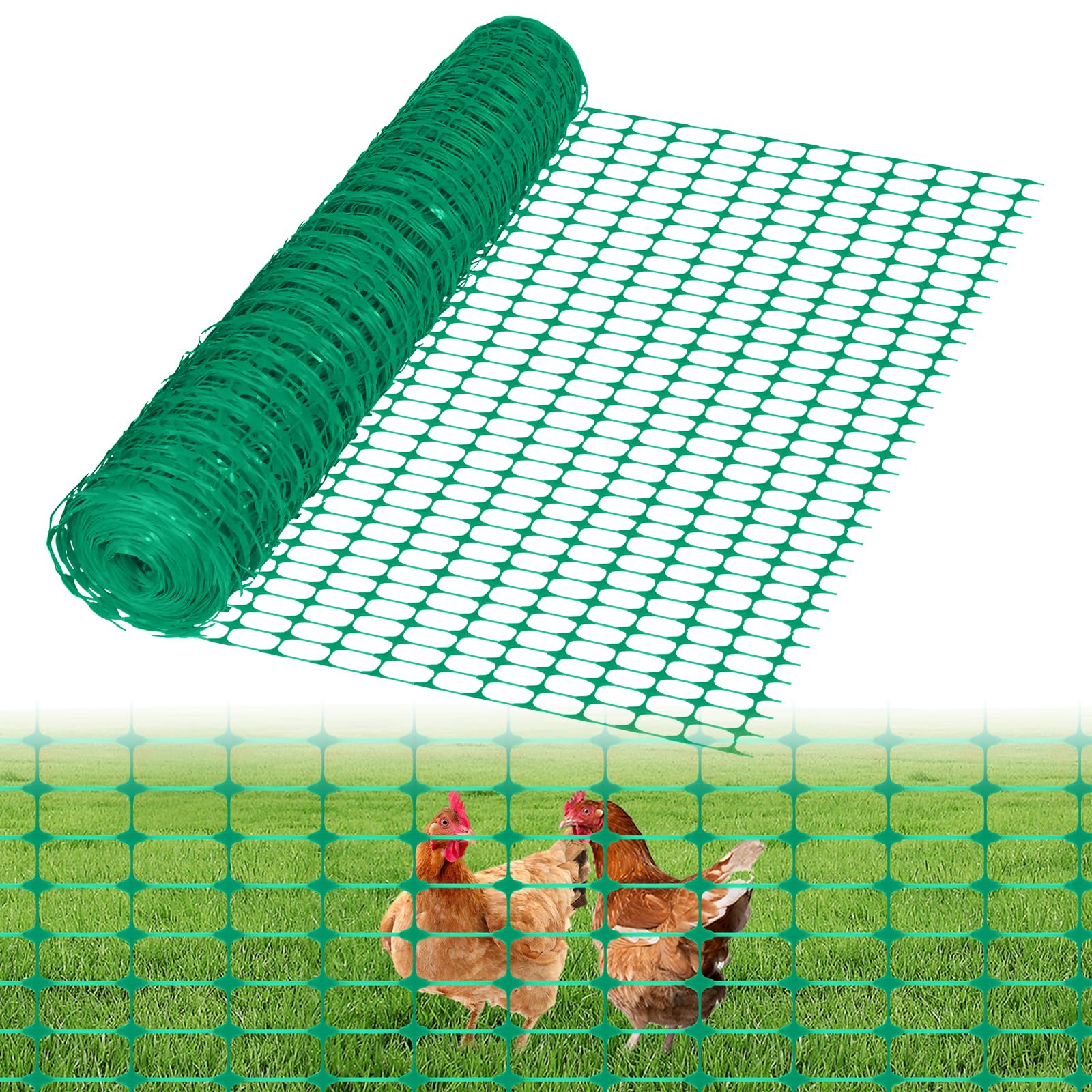 LZQ Red de protección de 30 m x 2 rollos de plástico para construcción, valla de seguridad, valla móvil, valla de aves de corral, color verde