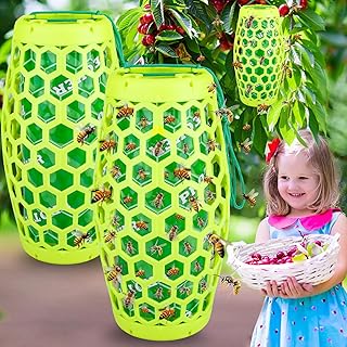 Wasp Trap Outdoor Hanging,Carpenter Bee Traps for Outside,Bee Trap with Sticky Bug Board,Wasp Deterrent Killer Wasp Catcher,Non-Toxic Reusable Hornet Trap Yellow Jacket Trap for Garden,Yard(2 Pack)